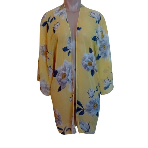 I joah Sweaters - Women's I Joah Sheer Chiffon Lightweight Floral‎ Flower Cardigan Duster Office S
